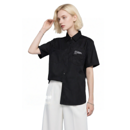 【Custom Black Women's Short-Sleeve Embroidered Shirt】|Ocean Park|Theme Park|Notched collar with metal button accents|Chest embroidered logo|Customer Service Specialist|Shirt Specialty Store R456 【Custom Black Women's Short-Sleeve Embroidered Shirt】|Ocean Park|Theme Park|Notched collar with metal button accents|Chest embroidered logo|Customer Service Specialist|Shirt Specialty Store R456